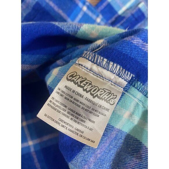 ET X Cakeworthy Unisex Blue Button Front Long Sleeve Shirt - XL - Picture 7 of 12